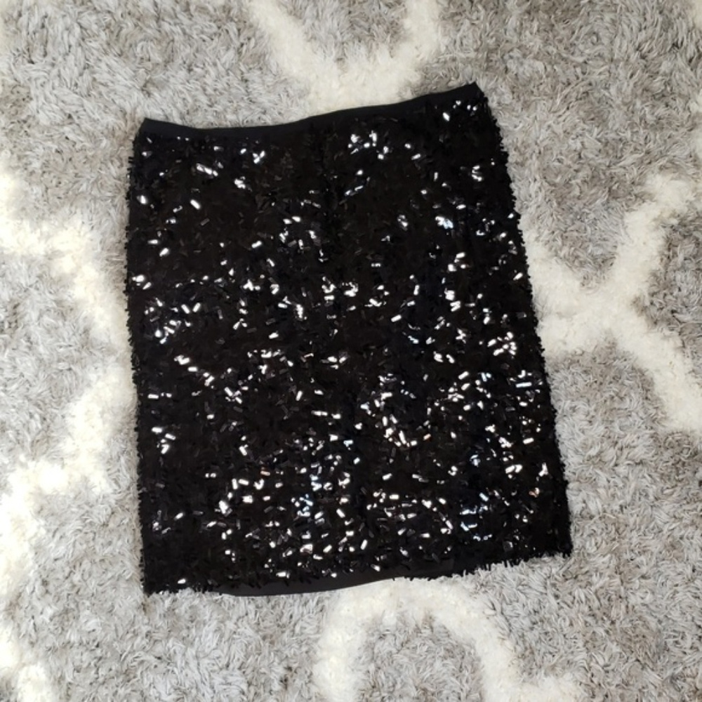 [Ann Taylor] Black Sequin Pencil Skirt